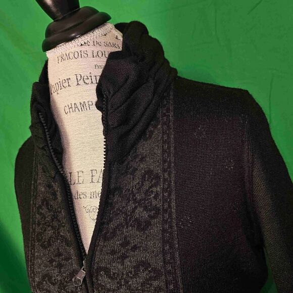 Simply Natural Womens Black Karita Reversible Wonder Alpaca Full Zip Sweater Sml - Picture 3 of 6